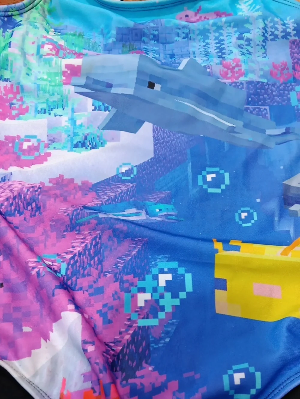 Justice Kids Minecraft  Blue Pixel Ocean One-Piece Swimsuit